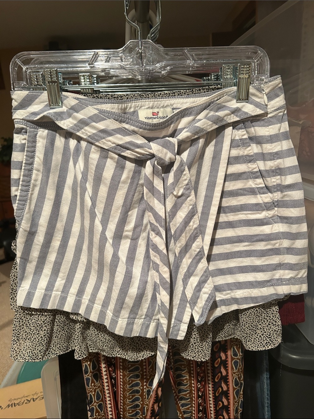 Vineyard Vines Blue and White Striped Tie-Front Shorts